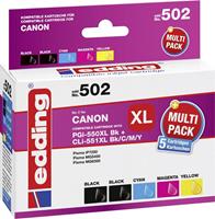 Edding Inkt vervangt Canon PGI-550PGBK XL, CLI-551 C,M,Y XL Compatibel Combipack Zwart, Cyaan, Magenta, Geel EDD-502 EDD-502