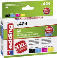 Edding Inkt vervangt HP 364, 364XL Compatibel Combipack Zwart, Cyaan, Magenta, Geel EDD-424 EDD-424