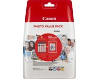 Canon CLI-581, CLI581 bk/c/m/y origineel (4 st) + Fotopapier 10x15cm 50sheets