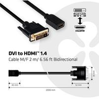 Club3D DVI Adapter [1x DVI-D Stecker - 1x HDMI-Buchse] Schwarz 2.00m