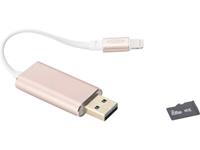 ednet Smart Memory Externer Speicherkartenleser Roségold USB 3.1, Apple Lightning, microSD
