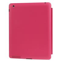 hoge kwaliteit 4-vouw slanke Smart Cover lederen hoesje voor iPad 4 / nieuwe iPad (iPad 3) / iPad 2 (hard roze)