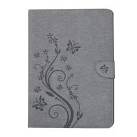 huismerk Voor iPad Air 2 ingedrukt bloemen vlinder patroon horizontale Flip PU lederen draagtas met magnetische Buckle & houder & Card Slots & Wallet(Grey)