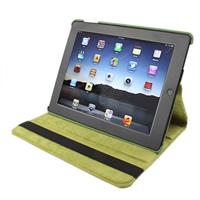 huismerk 360 graden draaiend PU lederen hoesje met slaap / wekker functie & houder voor New iPad (iPad 3) / iPad 2 / iPad 4 Olive Green