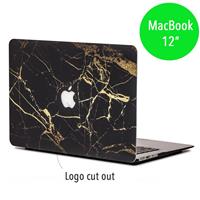 Lunso hardcase hoes - MacBook 12 inch - marmer zwart/goud