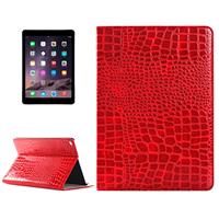 huismerk krokodil structuur horizontaal Flip lederen hoesje met houder & opbergruimte voor pinpassen & portemonnee voor iPad Air 2(rood)