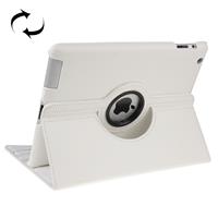 huismerk 360 graden draaiend lederen hoesje met slaap / wekker functie & houder voor New iPad (iPad 3) (wit)wit