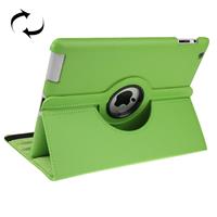 huismerk 360 graden draaiend lederen hoesje met slaap / wekker functie & houder voor New iPad (iPad 3) Green(groen)