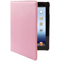 huismerk 360 graden draaiend lederen hoesje met slaap / wekker functie & houder voor New iPad (iPad 3) Roze(roze)