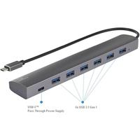 renkforce 6+1 Port USB 3.1-Hub mit Pass-Through Stromanschluss, mit Aluminiumgehäuse Silber