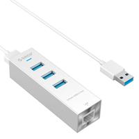 Orico Alu. 3 Port USB3.0 naar RJ45 Gigabit Ethernet Adapter Hub - 