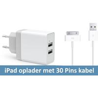 IPadspullekes Oplader met 30 pins kabel (iPad 1, 2 , 3 (grote aansluiting)