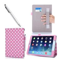 iPad Air 2 Leather Slim Book Case roze met witte stippen