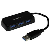 Portable 4 Port SuperSpeed Mini USB 3.0 Hub - Black