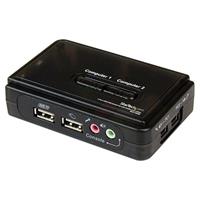 StarTech 2 Port Black USB KVM Switch Kit with Audio and Cables