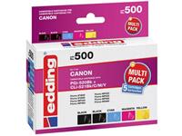 edding Inkt combipack Compatibel 5-pack Zwart, Zwart, Cyaan, Geel, Magenta EDD-500 Multipack 5 CanonPgi-520/Cli-521 18-500
