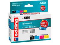 edding Cartridge vervangt Brother LC223BK/C/M/Y Compatibel Single Zwart, Geel, Cyaan, Magenta EDD-550 18-550
