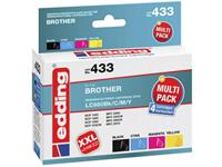 edding Cartridge Compatibel 4-pack Zwart, cyaan, magenta, geel EDD-433 Multi 4 Brother LC980bk+colREMAN 18-433