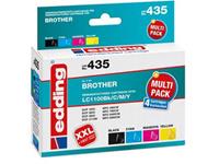 edding Cartridge vervangt Brother Brother LC1100BK/C/M/Y Multipack 4 Compatibel Combipack Zwart, Cyaan, Magenta, Geel EDD-435 18-435