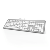 USB-Tastatur HAMA KC-700, Slim-Design, Scissor-Tasten, silber/weiß