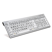 Logickeyboard XL-Print Kabelgebunden Tastatur Deutsch, QWERTZ Weiß Multimediatasten, USB-Hub, Gerä