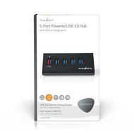 Nedis USB-Hub / 5-Port / QC3.0 / USB 3.2 Gen1 / Netzstromversorgung / Stromversorgung über USB / 5 Gbps / 5x USB