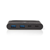 Nedis Computer Hub | USB-C | 2x USB-C / 2x USB 3.0 (10 G) | Power Delivery: 100 W | Zwart
