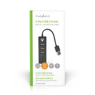 Nedis UHUBCU2320BK 3-Port USB 2.0 HUB and SD Card-Reader