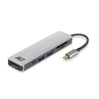 ACT AC7023 USB-C HDMI MultiPort Adapter 4K - 2 x USB-A - Kaartlezer