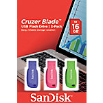 sandisk USB 2.0 USB-stick Cruzer Blade 16 GB Blauw, groen, roze 3 stuks