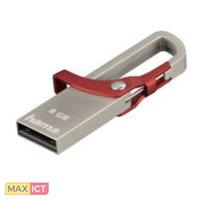 hama USB-Stick Hook-Style USB 2.0 silber/rot 8 GB