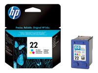 hp 22 - 5 ml - kleur (cyaan, magenta, geel) - origineel - inktcartridge - voor Deskjet F2149, F2179, F2185, F2210, F2224, F2240, F2288, F2290, F375; Officejet 56XX
