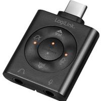 LogiLink Audio Adapter 1xUSB-C -> 2x3,5mm/F, virt.7.1,0.15m