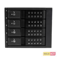 StarTech 4-bay aluminium trayless hot-swappable mobile rack backplane voor 3,5 inch SAS II/SATA III 6 Gbps HDD