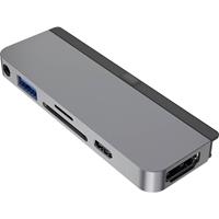 hyperdrive HD319B-GRAY USB-C (USB 3.2 Gen 2) multiport hub Ultra HD-geschikt, Met aluminium behuizing, Met ingebouwde SD-kaartlezer Spacegrijs