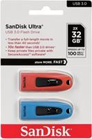 2 SanDisk USB-Sticks Ultra rot, blau 32 GB