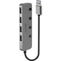 LINDY 4 Port USB 3.0 Hub mit Ein-/Ausschaltern 4 poorten USB 3.0-hub Individueel schakelbaar Grijs