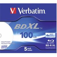 1x5 Verbatim BD-R Blu-Ray 100GB 4x Speed wide printable JC