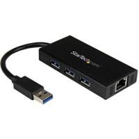 StarTech 3 Port Portable USB 3.0 Hub with Gigabit Ethernet Adapter NIC Aluminum with Cable