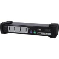 equip equip KVM Dual Monitor Switch 4-Port PS2/USB/Audio m.USB Hub