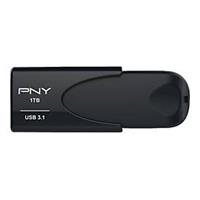 PNY Attaché 4. Capaciteit: 1000 GB, Aansluiting: USB Type-A, USB-versie: 3.2 Gen 1 (3.1 Gen 1), Leessnelheid: 80 MB/s, Schrijfsnelheid: 20 MB/s. Vormfactor: Glij, Kleur van het product: Zwart