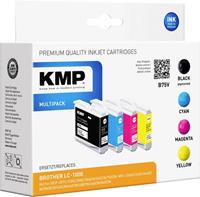 KMP Tintenpatrone ersetzt Brother LC1000BK, LC1000C, LC1000M, LC1000Y Kompatibel 4er-Pack Schwarz, C