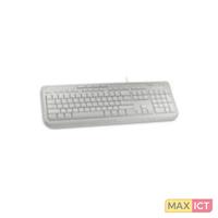 Microsoft PC-Tastatur Wired Keyboard 600, mit Kabel (USB), leise, Sondertasten, weiÃ