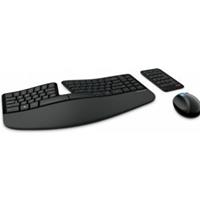 Microsoft Tastatur-Maus-Set Sculpt Ergonomic Desktop L5V-00008, kabellos (USB-Funk), ergonomisch, geteilt, schwarz