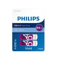 Philips FM64FD05B Vivid Edition 2.0 - USB-Flash-Laufwerk - 64 GB - USB 2.0 (Packung mit 2)