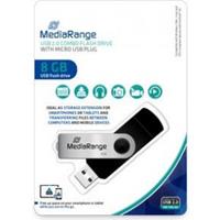 Mediarange MR930-2 USB flash drive 8 GB USB Type-A / Micro-USB 2.0 Zwart, Zilver