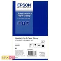 Epson SureLab Pro-S Paper Glossy BP 5x65 2 rolls. Type finish: Glans, Media gewicht: 252 g/m², Kleur van het product: Wit. Rolbreedte: 12,7 cm, Rollengte: 65 m. Aantal per verpakking: 2 stuk(s)