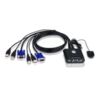 ATEN CS22U: USB VGA KVM Switch, 2Port - USB 2.0, eingebaute Universalkabel, 2x 0.9m