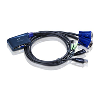 ATEN CS62US: USB VGA KVM Switch,2Port,Audio - USB 2.0, eingebaute Universalkabel, 2x 0.9m