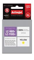 Activejet Activejet AB-1100YNX (vervangt Brother LC1100Y/980Y; Supreme; 19,5 ml; geel). Inkjet Cartridge Type: Hoog (XL) rendement, Type kleureninkt: Pigmentgebaseerde inkt, Type aanbod: Enkele verpak